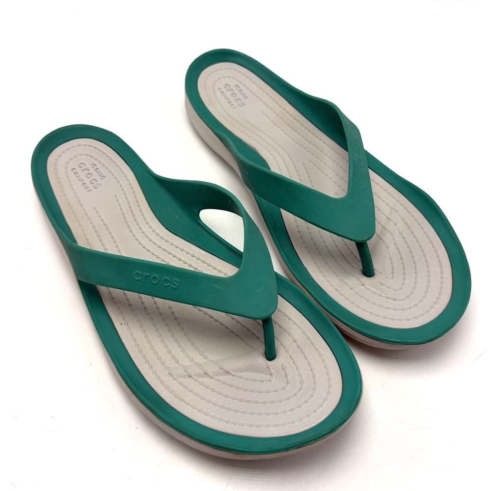 Crocs Sandal Womens 10  Flip Flop Thong Swiftwater Green Beach Cruise Pool
